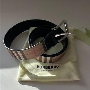 Burberry Men's Check Belt - Black and Tan. Excellent condition, like new.
